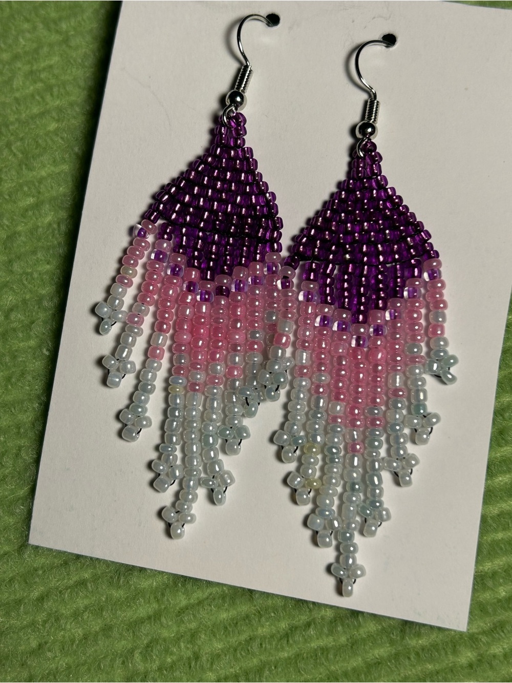 Pink Beaded Teardrop Earring set